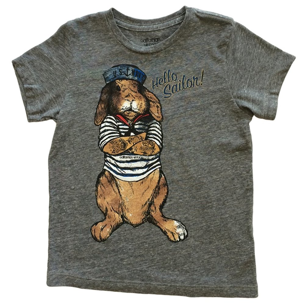 California Vintage Boys Hello Sailor T Shirt  Grey